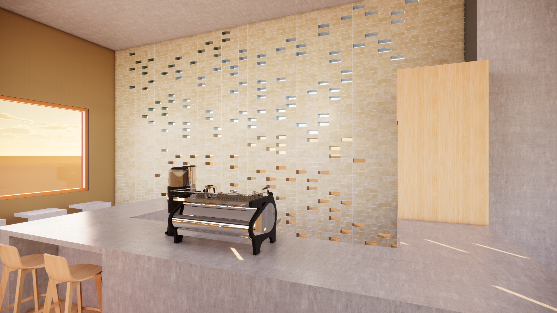 Cafe brick wall detail