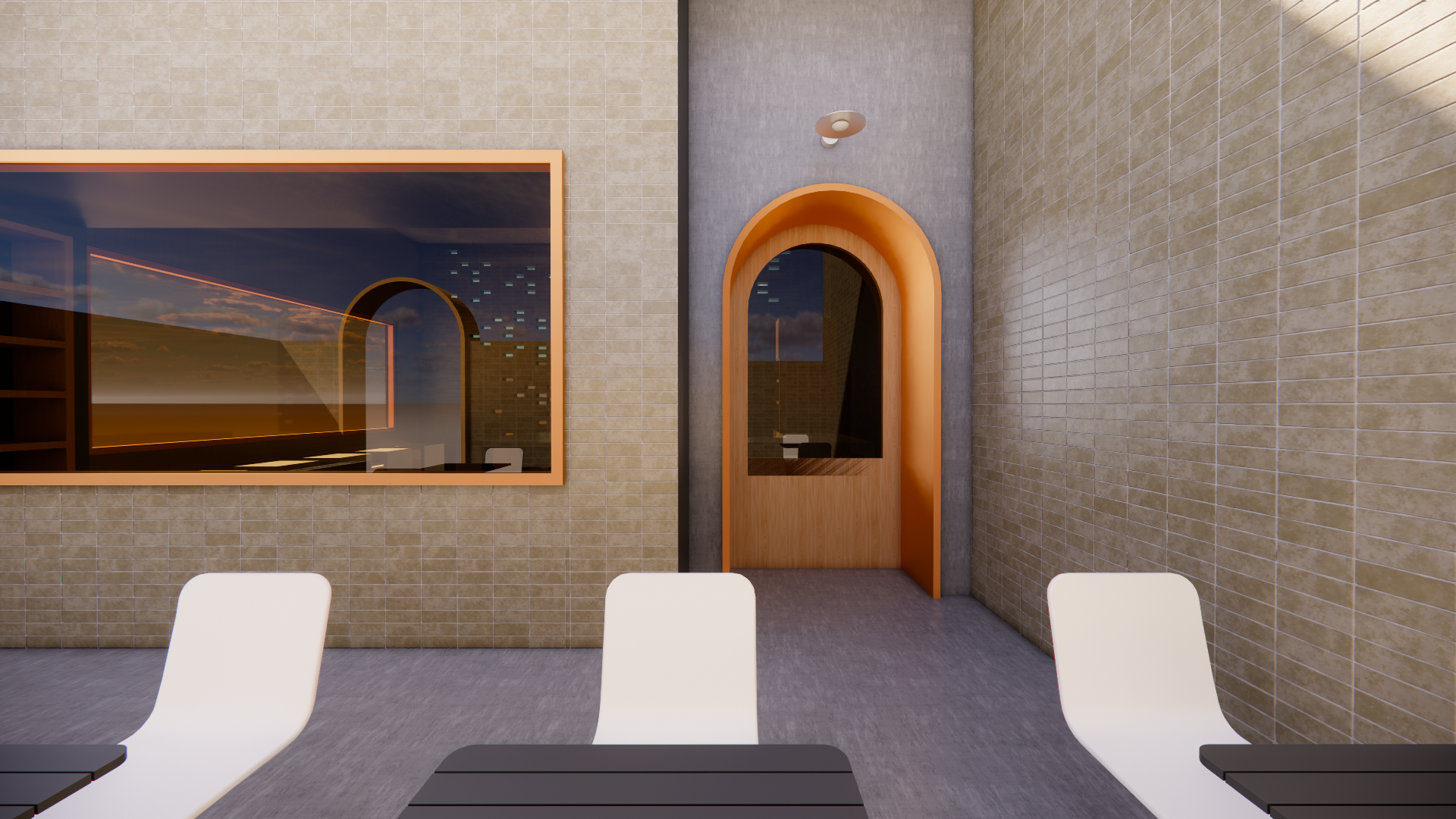 Interior courtyard with seating